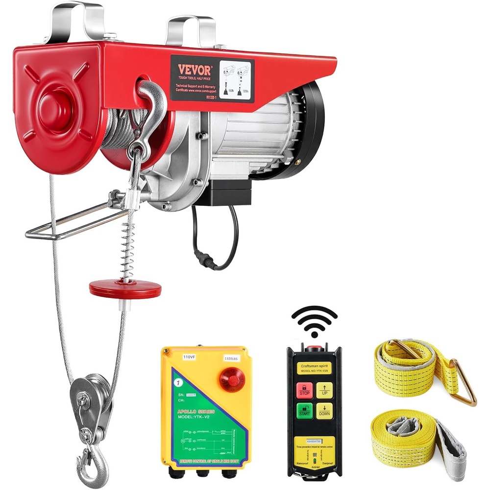 image:imageVEVOR Electric Hoist 1760lbs with 14ft Wired Remote Control Electric Hoist 110 Volt with 40ft Single Cable Lifting Height Motor for Garage Warehouse Factory1320LBS Wireless
