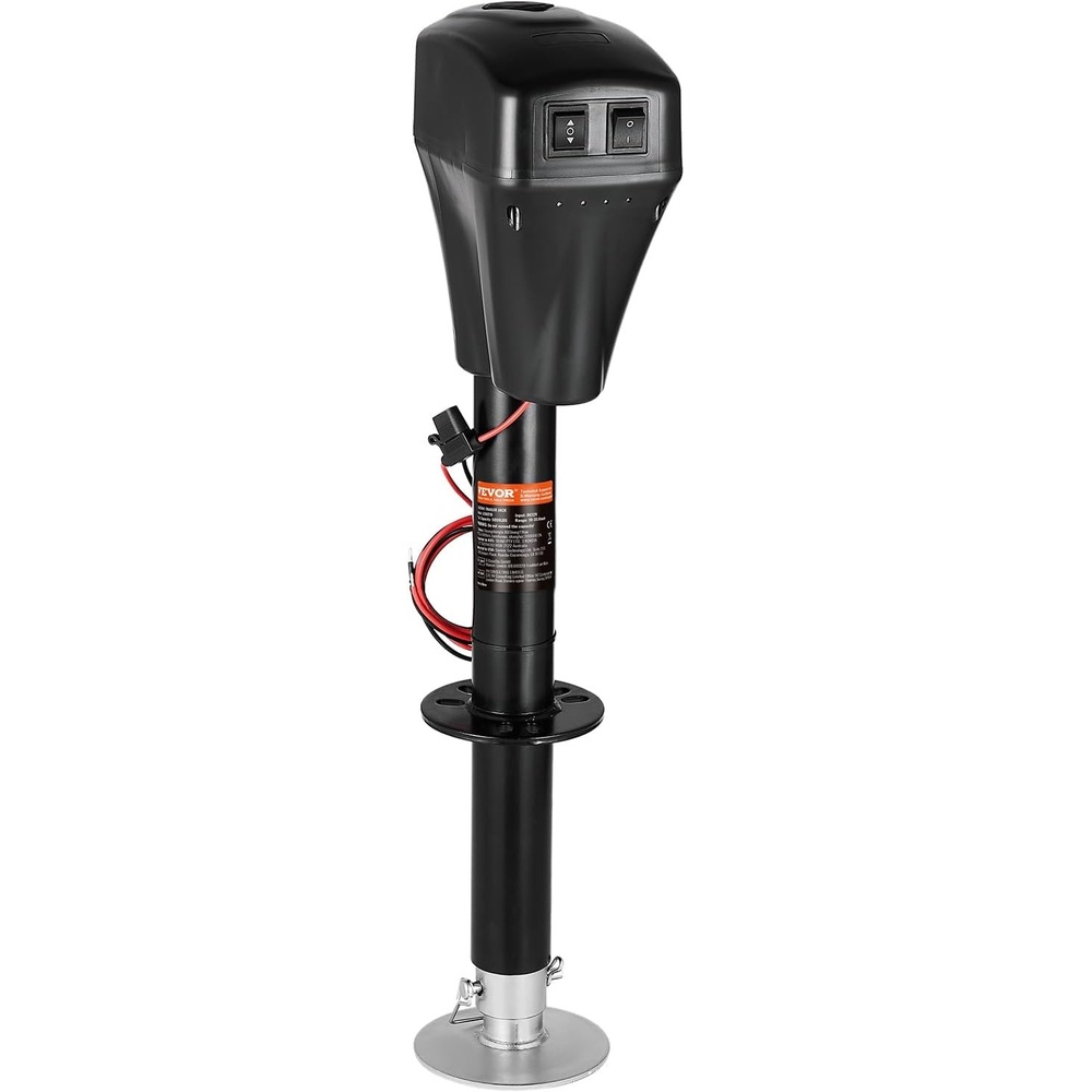 image:imageVEVOR Electric Trailer Jack 5000 lbs Heavy Duty RV Electric Power Tongue Jack with 2 Way Connector Manual Crank Handle amp Weatherproof Jack Cover 10283 Lift for RVs Trailers amp Campers Black5000LBS