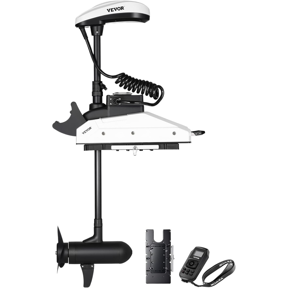 image:imageVEVOR Electric Trolling Motor Transom Mounted Outboard Boat Motors 12V 55lbs Thrust 8Speed Electric Boat Engine wBattery Indicator for Kayaks Fishing Boats on FreshwaterSaltwater 30In ShaftGPS 12V 55Ib 36inch