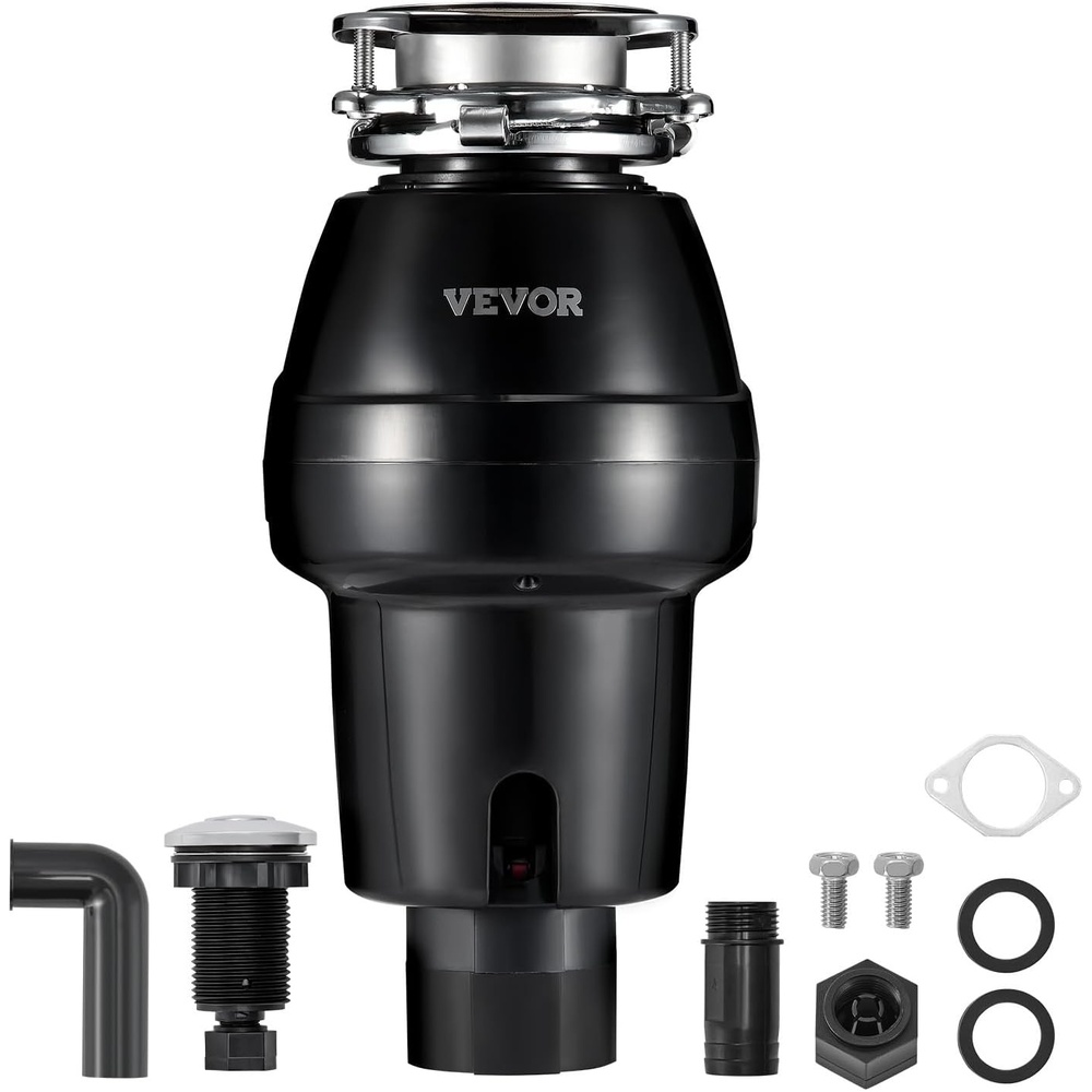 image:imageVEVOR Food Waste Garbage Disposal 34HP 1500RPM AC Motor Continuous Feed Kitchen Sink Garbage Disposer 3Bolt Mount Food Waste Grinding System with Splash Guard amp Power Cord for Kitchens34 HP 3260RPM
