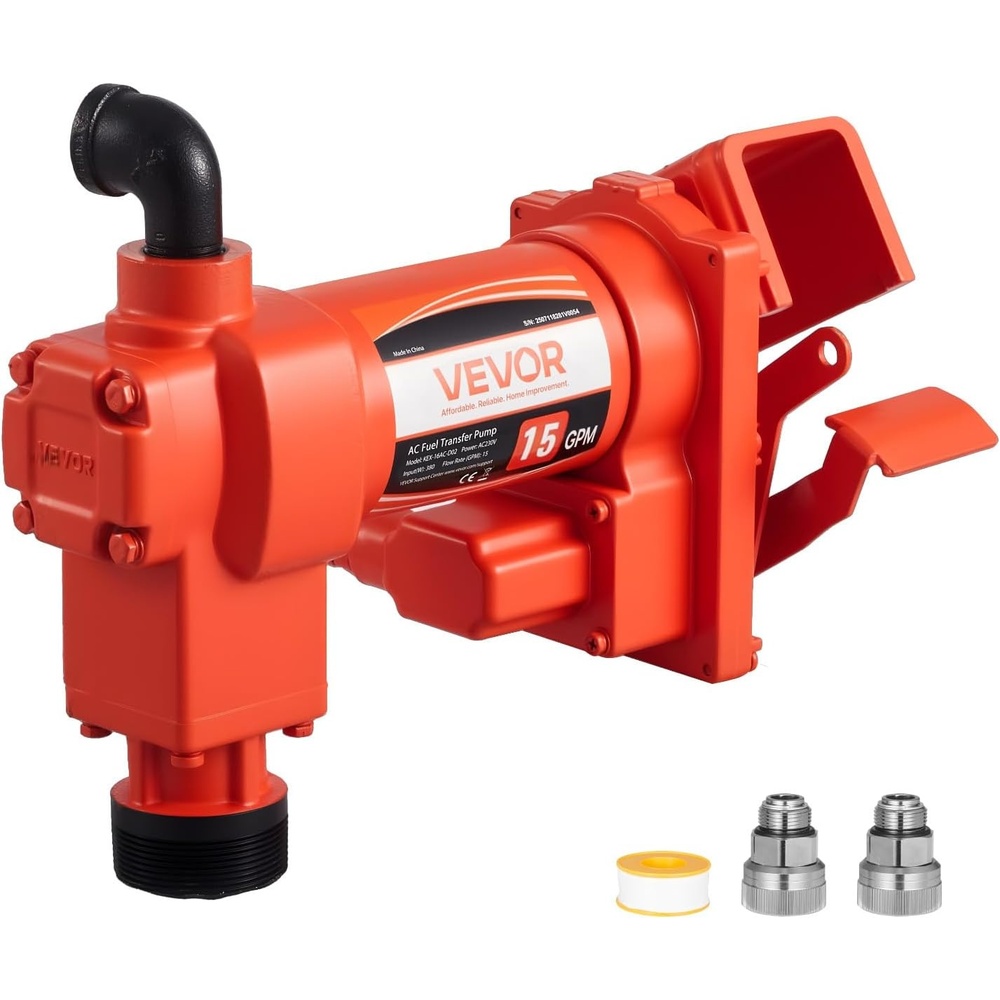 image:imageVEVOR Fuel Transfer Pump 110V 15 GPM 57 Lmin AC Electric Oil Transfer Pump 8 ft24 m Max Suction Lift 37 ft1128 m Max Lift Overheat Protection for Gasoline Diesel Kerosene Biodiesel Ethanol110V 15GPM without Accessories