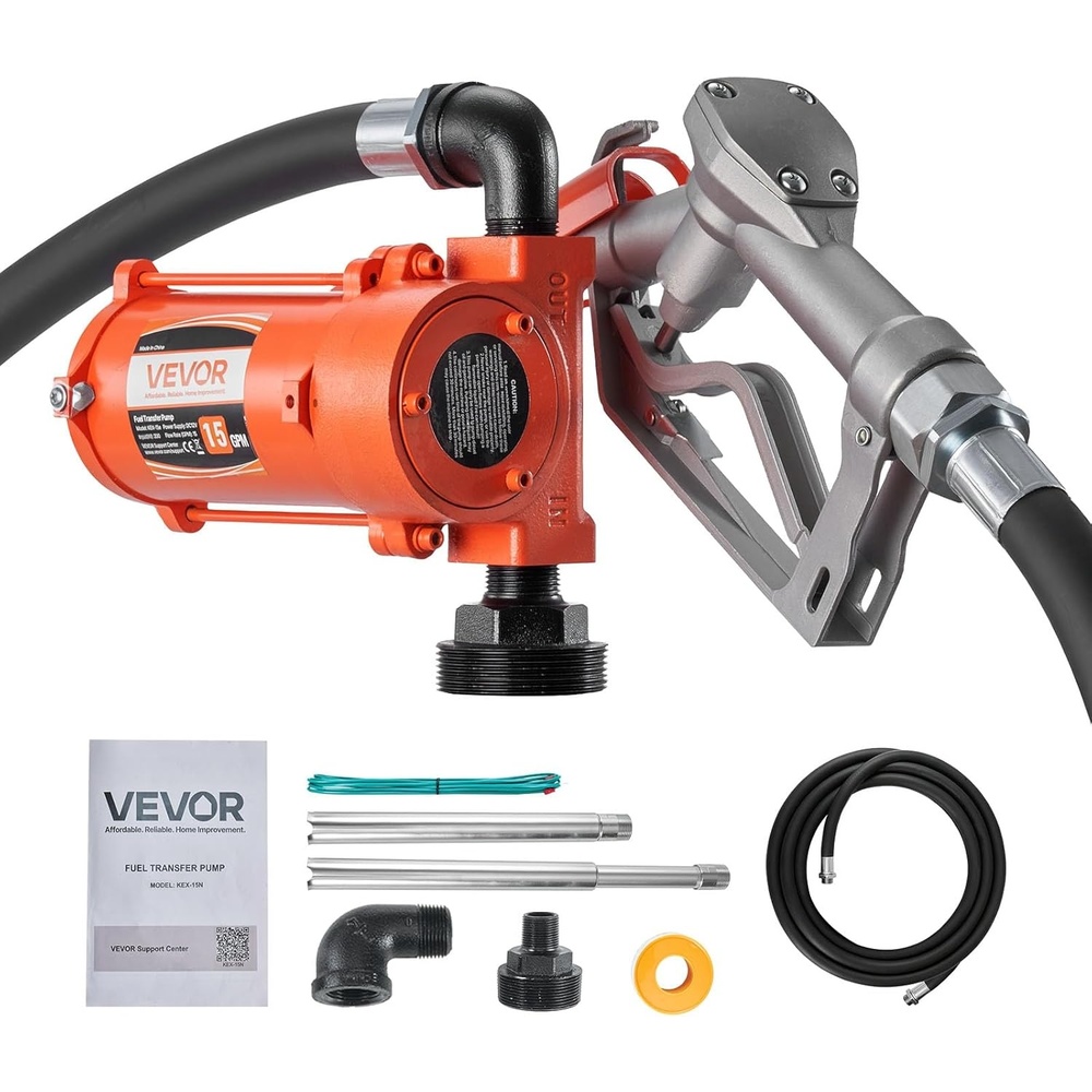 image:imageVEVOR Fuel Transfer Pump 12V DC 10 GPM Portable Diesel Transfer Pump Kit with Auto ShutOff Nozzle Discharge Hose Overheat Protection Power Cable ExplosionProof for Gasoline Diesel Kerosene768 x 669 x 669 in