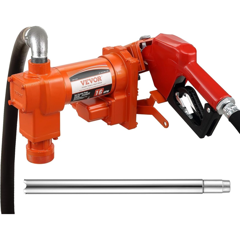 image:imageVEVOR Fuel Transfer Pump 12V DC 20 GPM 14 HP Gasoline Extractor Pump with Automatic Nozzle Discharge Hose amp Suction Pipe for Gasoline Diesel Kerosene Ethanol amp Methanol Blends and Biodiesel12V 16GPM with Accessories