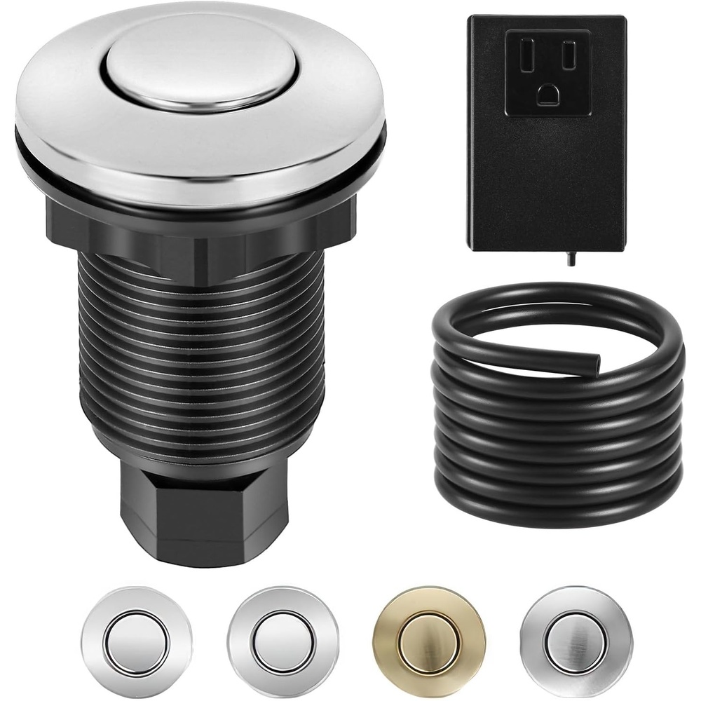 image:imageVEVOR Garbage Disposal Air Switch Kit 25 Sink Top Air Switch for Food Waste Disposal Polished Stainless Steel ONOFF Air Push Button for Waste Disposer Suitable for Stainless Steel Countertops