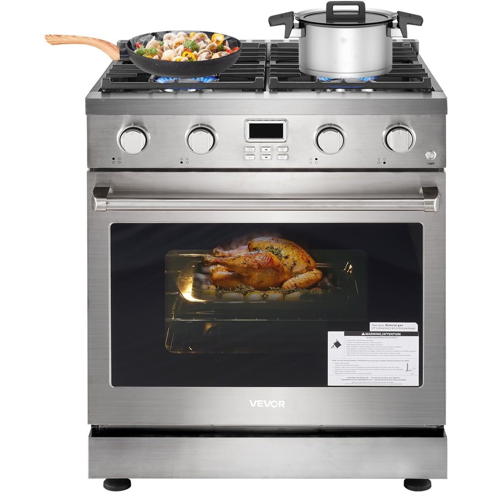 image:imageVEVOR Gas Range Oven 36 Inches Width Freestanding Stainless Steel Stove and Oven with 6 Sealed Cooktop Burners Easy Reach Racks Halogen Light 60 Cu Ft Capacity for Home Apartment Kitchen30 Inches Width4 Burners48 Cu FtOven