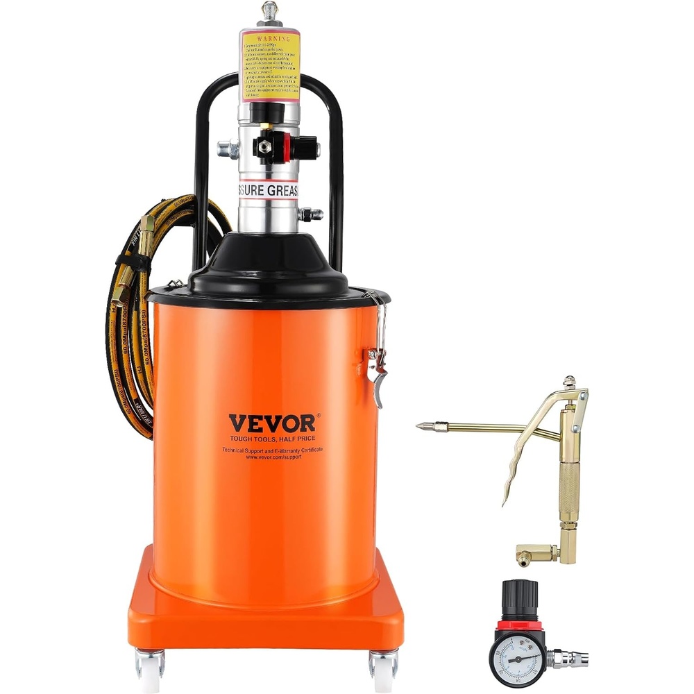 image:imageVEVOR Grease Pump Air Grease Pump with 13 ft High Pressure Hose and Grease Gun Pneumatic Grease Pump Portable Lubrication Grease Pump with 360 Swivel Grease Gun Head5 Gallon