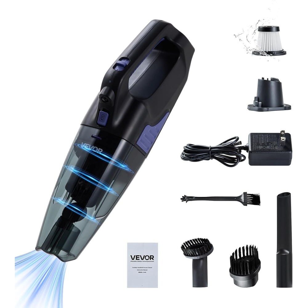 image:imageVEVOR Handheld Vacuum Portable Vacuum Cleaner Cordless with HEPA Filter and Brushes Lightweight Hand Held Cleaner with Powerful Suction for Car Home Office Pet Hair