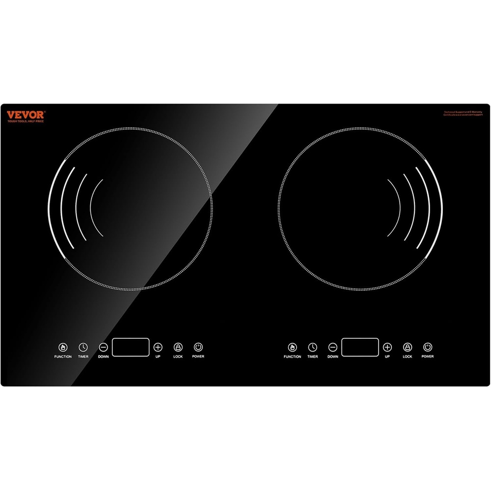 image:imageVEVOR Induction Cooktop 6600W Electric Countertop Burner 4 Burner Knob Control Stove Builtin Induction Cooktop with 12 Temperature Settings Glass Surface Auto ShutOff24in 2 Burners110V