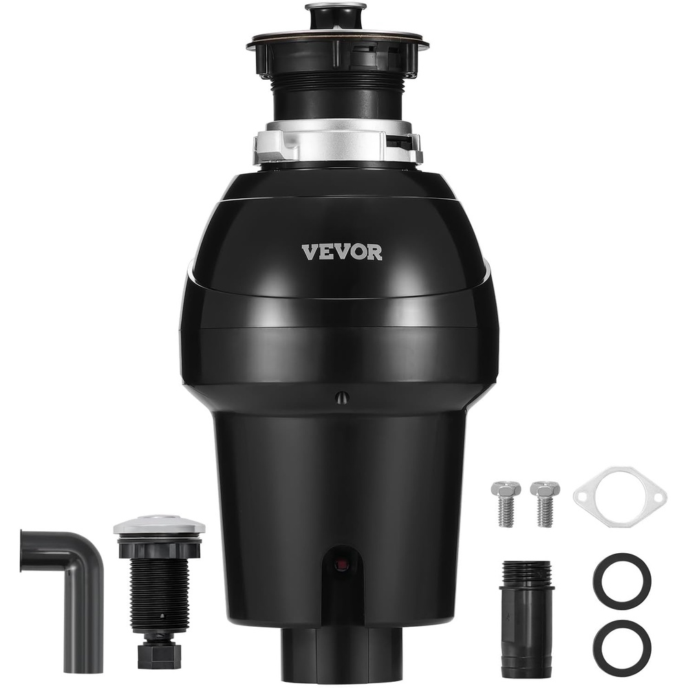 image:imageVEVOR JW301 Garbage 12HP 3450RPM DC Motor Continuous Feed Sink Disposer EZ Connect Food Waste Grinding System with Power Cord and Splash Guard for Kitchen Black1HP 3270RPM
