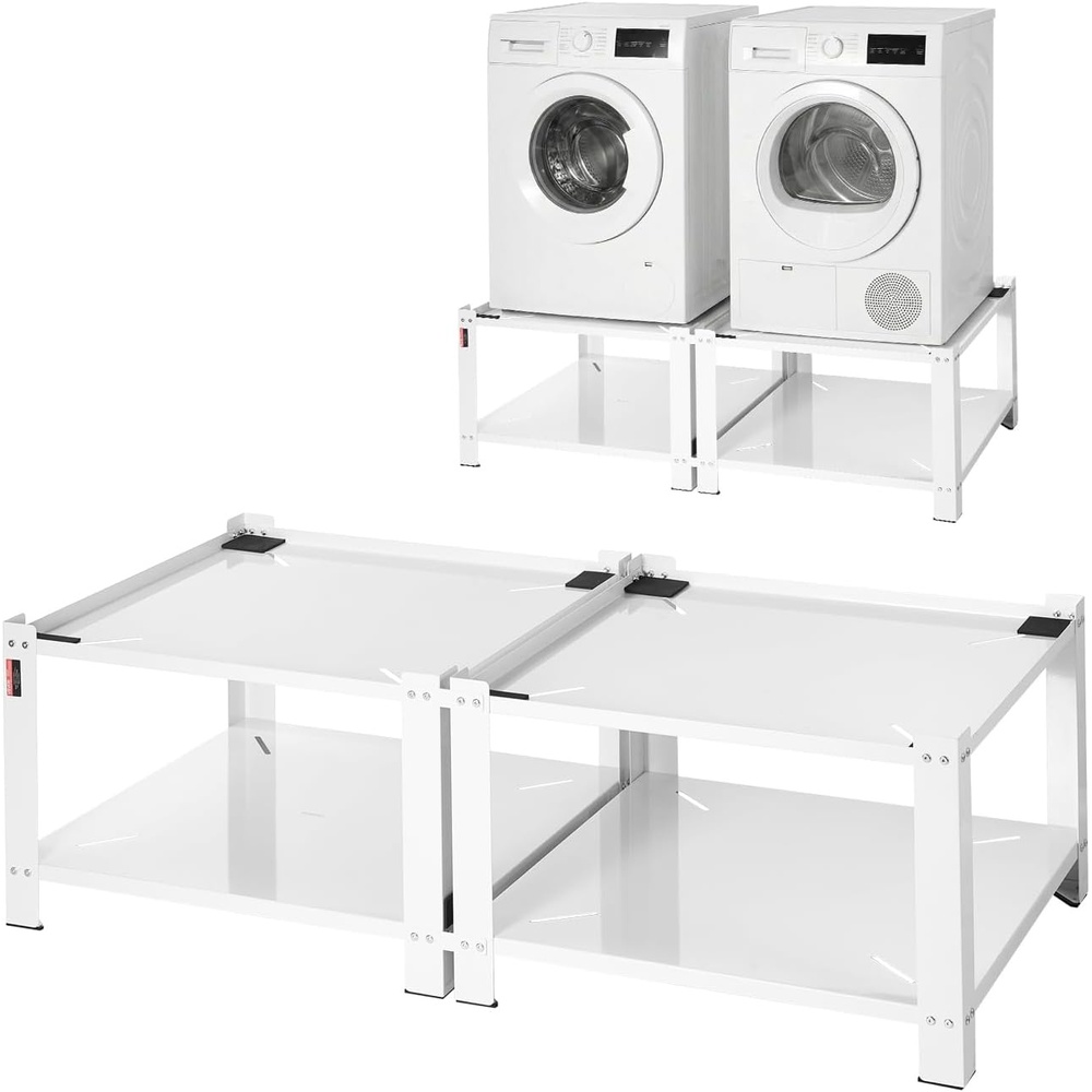 image:imageVEVOR Laundry Pedestal 161 in Height 275 x 275 in Washer and Dryer Pedestals with Storage Shelf 700 lbs Load Capacity NonSlip Feet Washing Machine Stand Universal Fit White 2 PackPedestal w Storage Shelf 2 Pack