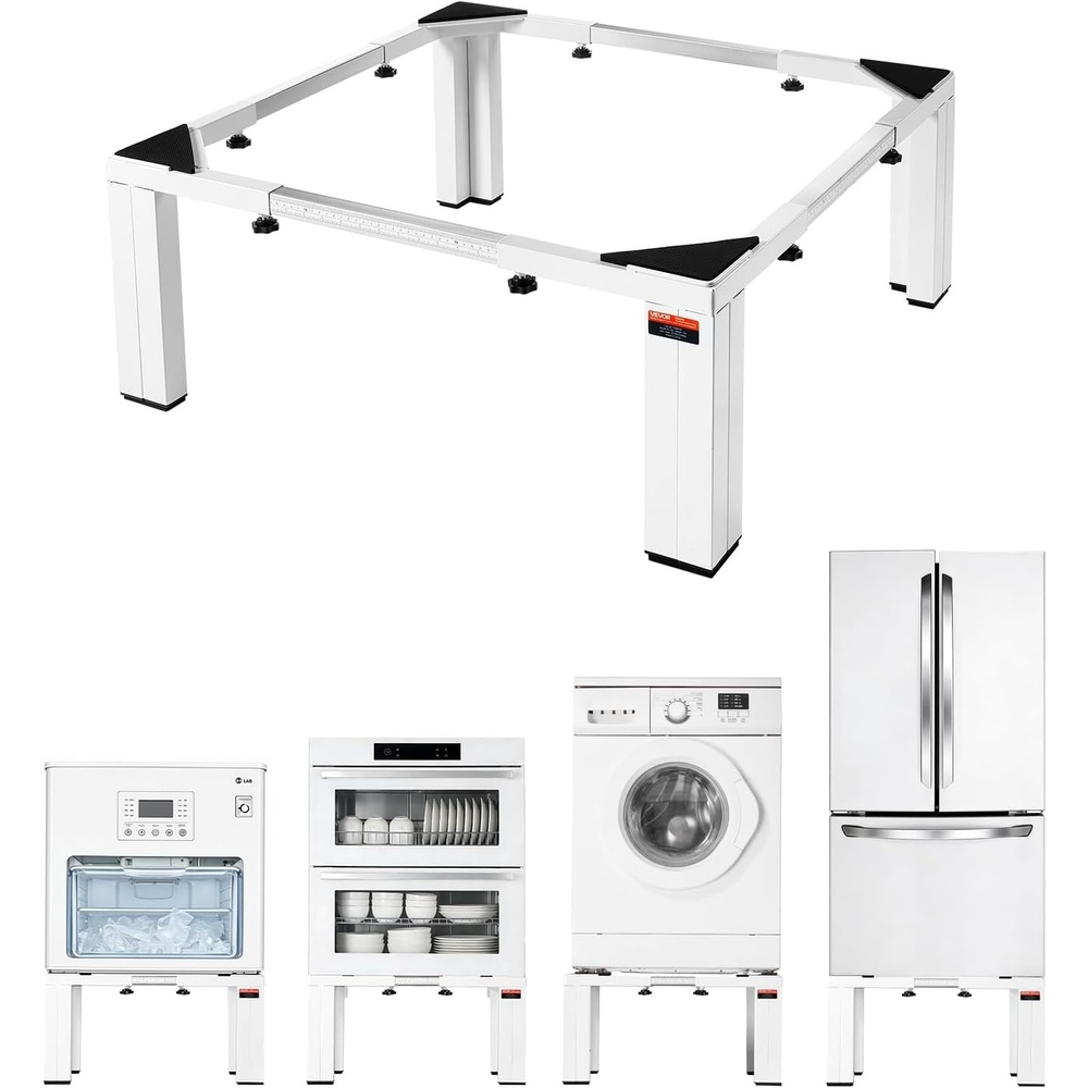 image:imageVEVOR Laundry Pedestal 161 in Height 275 x 275 in Washer and Dryer Pedestals with Storage Shelf 700 lbs Load Capacity NonSlip Feet Washing Machine Stand Universal Fit White 2 PackAdjustable Pedestal 12H