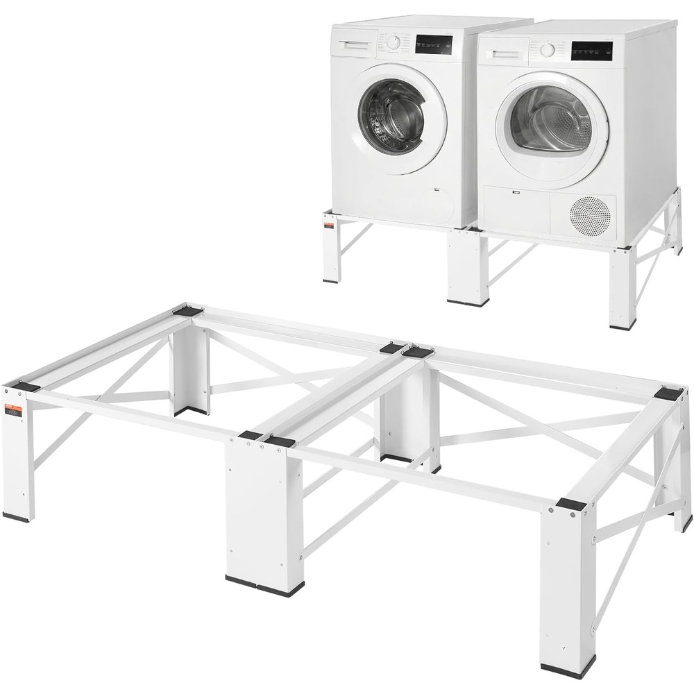 image:imageVEVOR Laundry Pedestal 161 in Height 275 x 275 in Washer and Dryer Pedestals with Storage Shelf 700 lbs Load Capacity NonSlip Feet Washing Machine Stand Universal Fit White 2 PackAdjustable Pedestal 12H 2 Pack