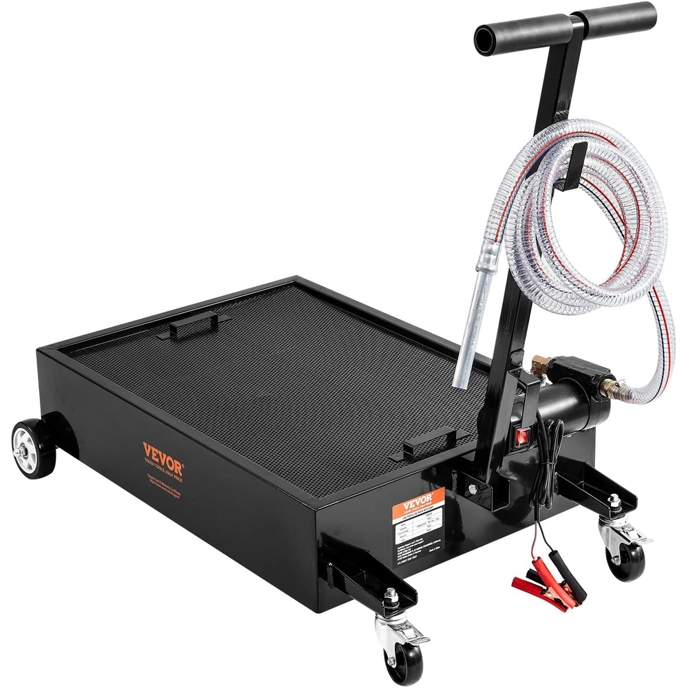 image:imageVEVOR Low Profile Oil Drain Pan 25 Gal Oil Drain Pan with 110V HighFlow Electric Pump Large Capacity Oil Change Pan with 72ft Hose amp Folding Handle Rolling Oil Drain Cart for Trucks Buses RVsHoundstooth