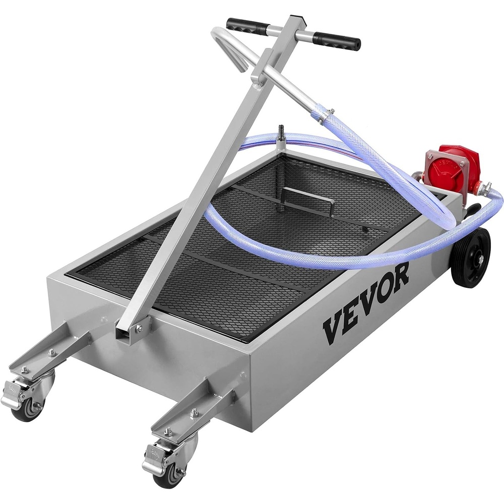 image:imageVEVOR Low Profile Oil Drain Pan 25 Gal Oil Drain Pan with 110V HighFlow Electric Pump Large Capacity Oil Change Pan with 72ft Hose amp Folding Handle Rolling Oil Drain Cart for Trucks Buses RVsCamouflage