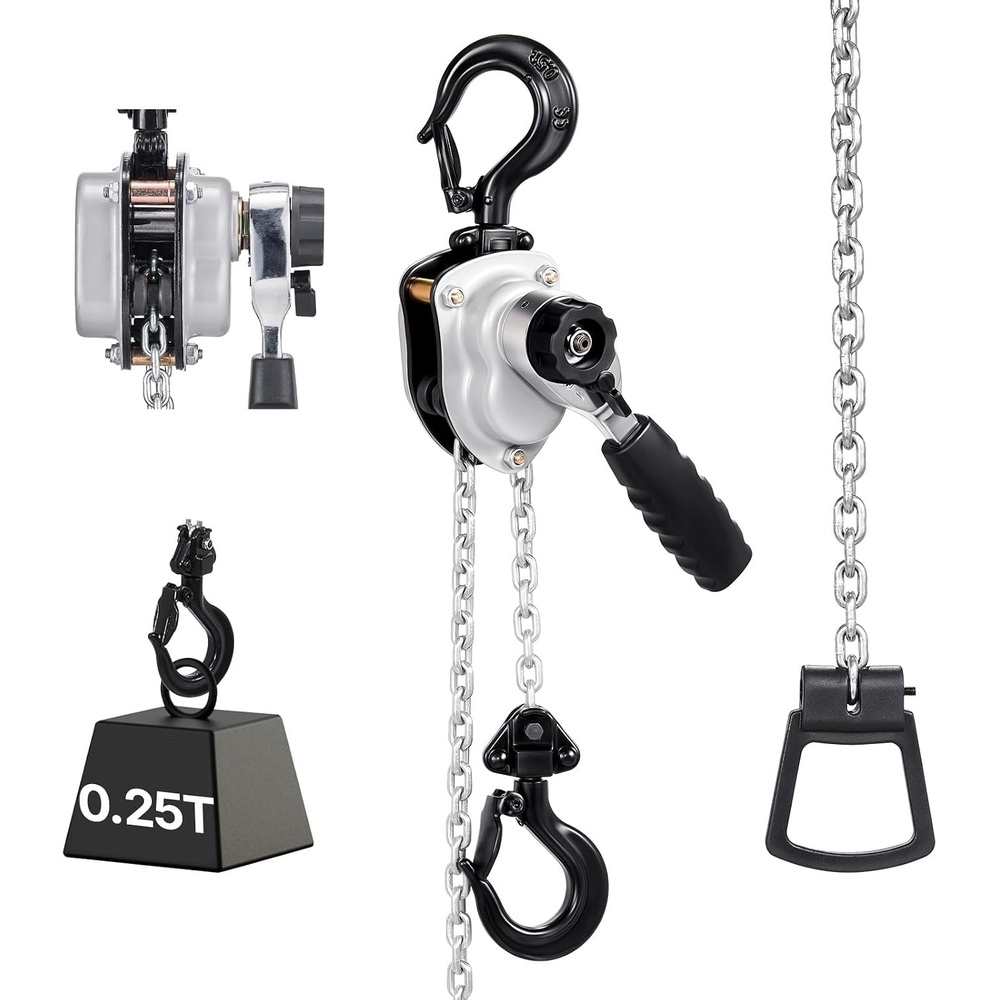 image:imageVEVOR Manual Lever Chain Hoist 14T 550LBS Capacity Heavy Duty Come Along 10FT Lift G80 Alloy Steel Chain with Dual Pawl Mechanical Brake360Rotating Hooks for Warehouse Construction Garage550LBS 10FT