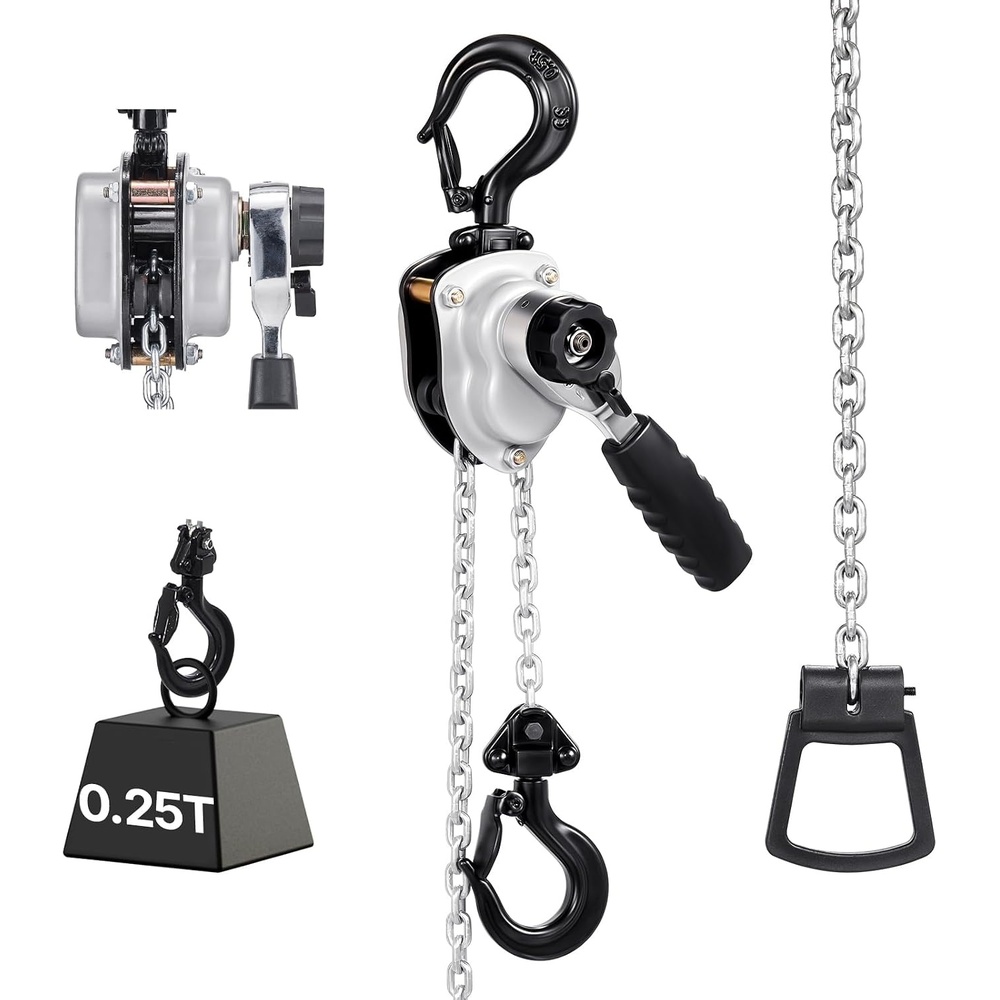 image:imageVEVOR Manual Lever Chain Hoist 14T 550LBS Capacity Heavy Duty Come Along 10FT Lift G80 Alloy Steel Chain with Dual Pawl Mechanical Brake360Rotating Hooks for Warehouse Construction Garage550LBS 5FT