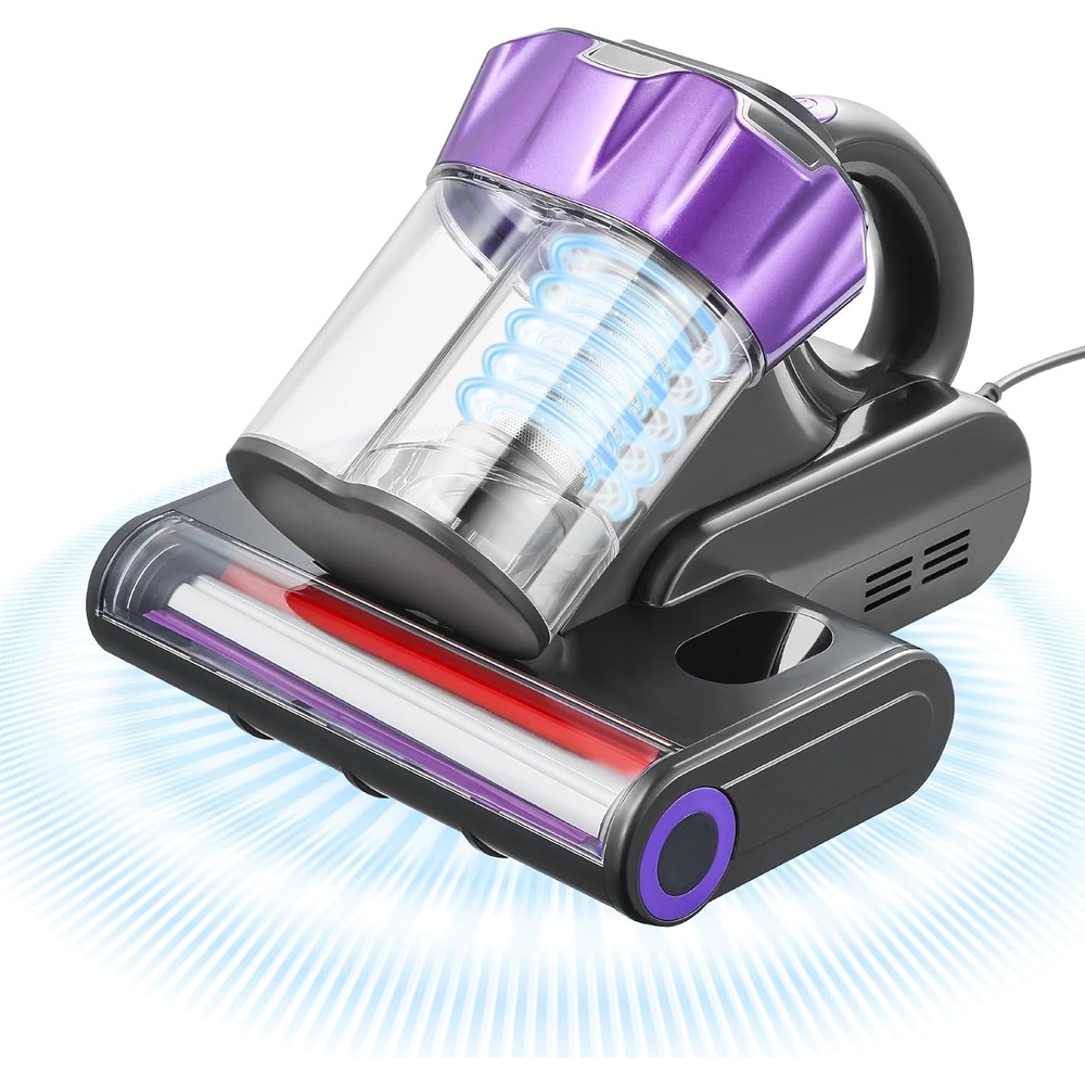 image:imageVEVOR Mattress Vacuum Cleaner 550W Bed Vacuum Cleaner with 18Kpa Powerful Suction and Dual Dust Bin HEPA Filter amp Heating Ultrasound Tech amp Cleaning Lights Handheld for Bed Sofa Corded WhiteDark Gray Purple