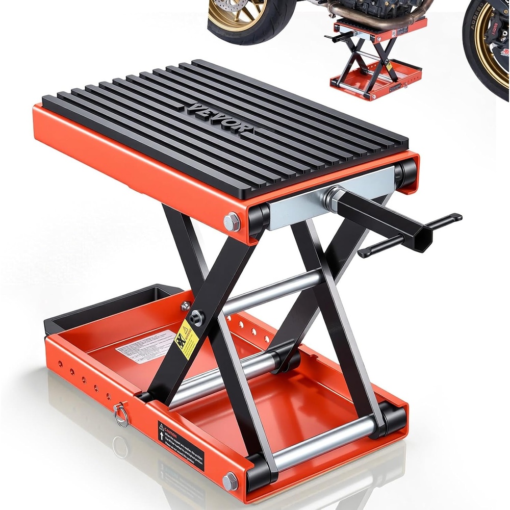 image:imageVEVOR Motorcycle Lift 1100lbs ATV Scissor Lift Jack with Dolly amp Hand Crank Garage Repair Center Hoist Crank Stand with Wide Deck and Tool Tray for Street Bikes Cruiser Bikes Touring Motorcycles Garage Repair Center Hoist Crank Stand with Wide Deck and Tool Tray for Street Bikes Cruiser Bikes Touring Motorcycles1500 lbsScissor