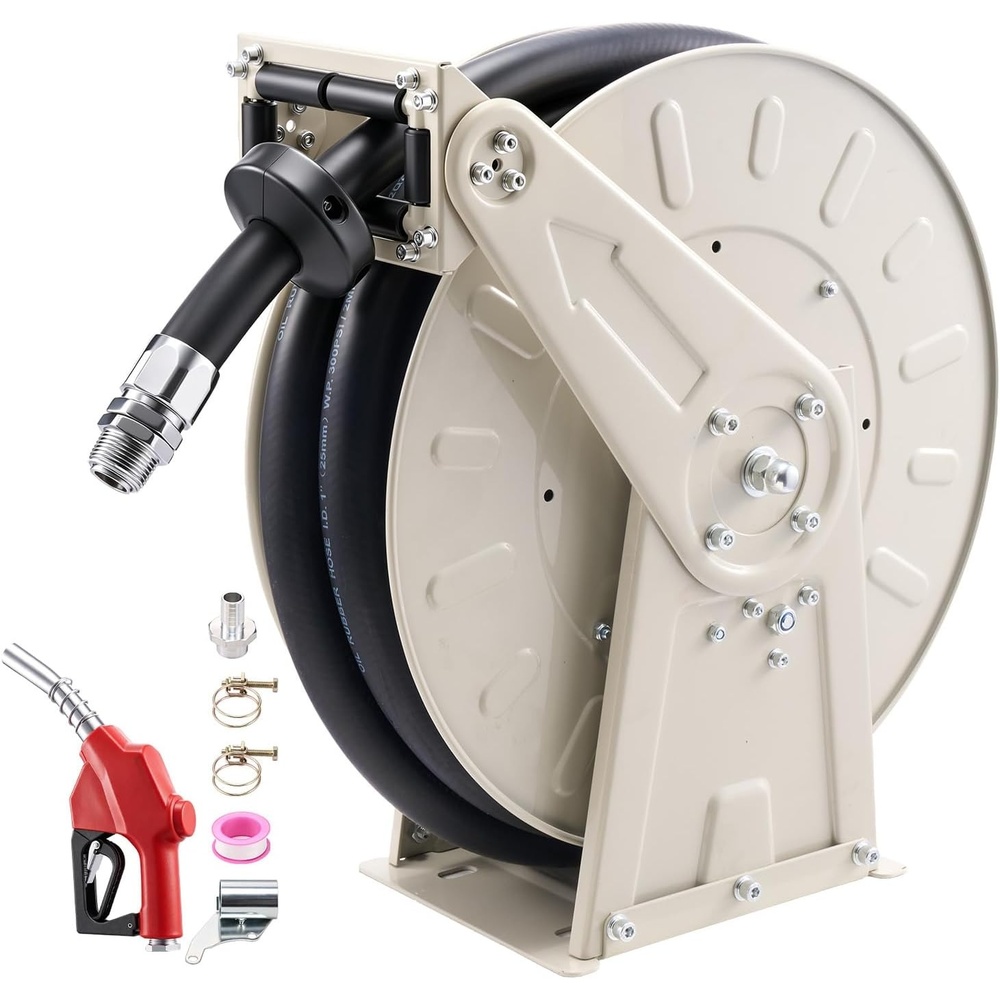 image:imageVEVOR Oil Hose Reel 12 inch x 50 ft Retractable Spring Driven Auto Swivel Rewind Max 3625 PSI HeavyDuty Carbon Steel Construction with Steel Wire Braided Hose for EngineGearHydraulic Oil1 x 33