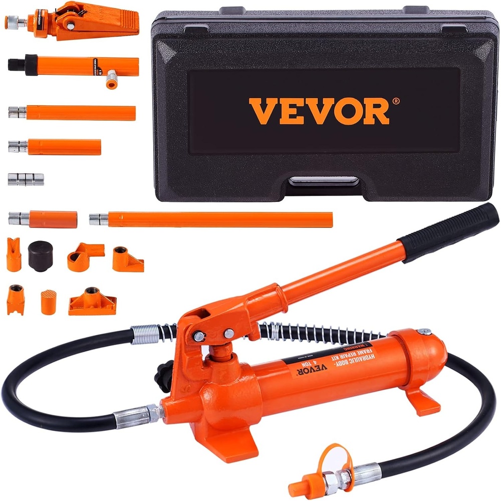 image:imageVEVOR Porta Power Kit 12 Ton Load Portable Hydraulic Jack with 46 ft Extended Oil Hose Long Handle Design Auto Body Frame Repair Kit with Portable Storage Case for Car Repair Truck Farm4 Ton