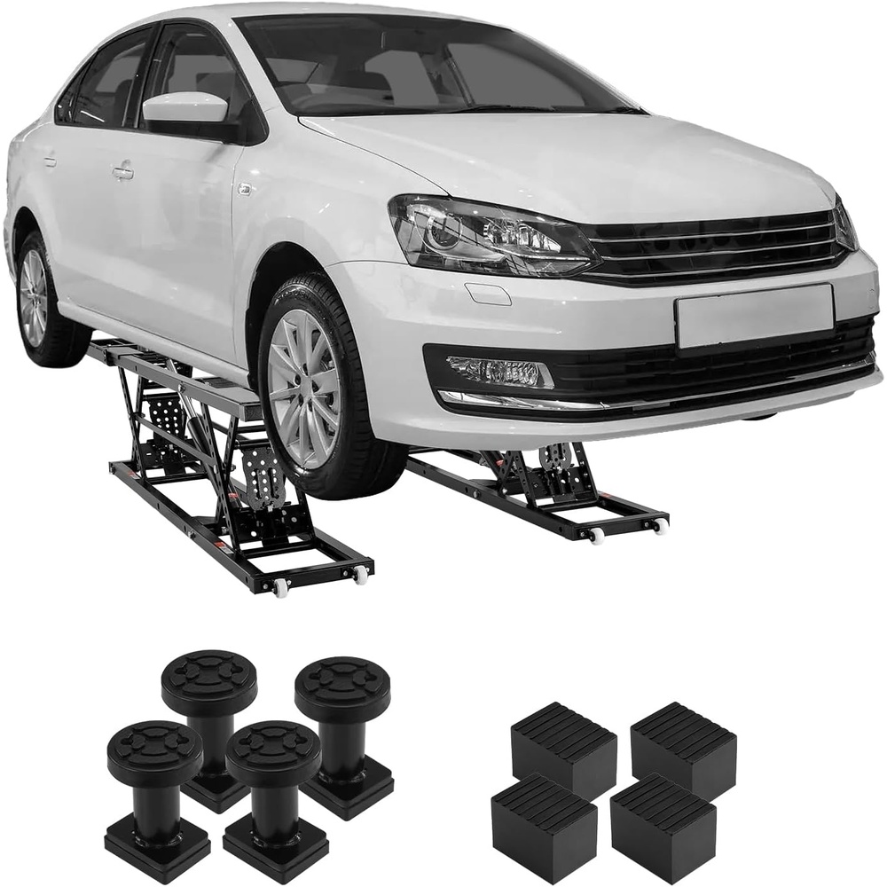 image:imageVEVOR Portable Car Lift 4400 lbs Capacity Heavy Duty Steel Quick Lift with 23 Max Height Adjustable Width and Wheels Manual Lifting for Cars Compact SUVs Mini Trucks Home Garage or Shop Use5000LBSUpgrade Electrohydraulic