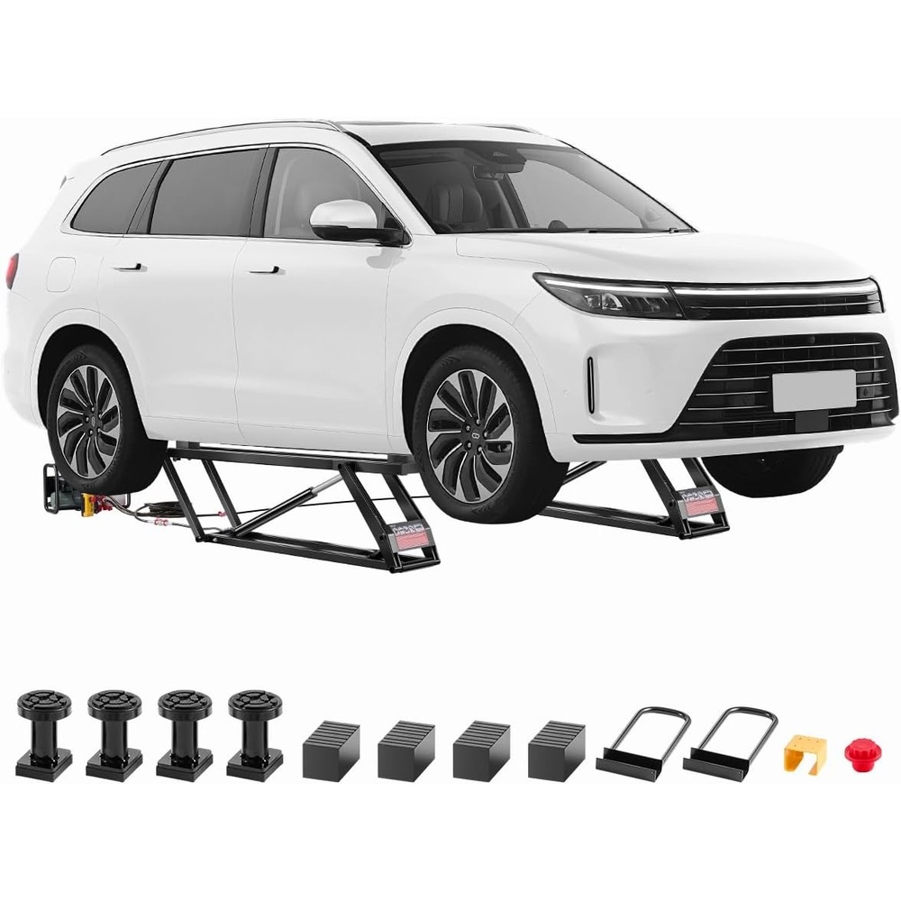 image:imageVEVOR Portable Car Lift 4400 lbs Capacity Heavy Duty Steel Quick Lift with 23 Max Height Adjustable Width and Wheels Manual Lifting for Cars Compact SUVs Mini Trucks Home Garage or Shop Use7000LBSElectrohydraulicmodel 2