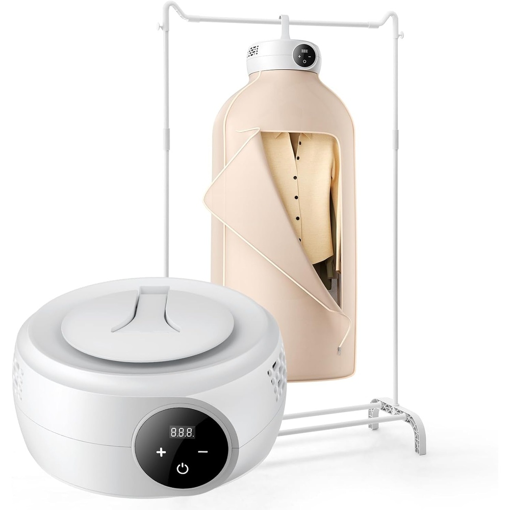 image:imageVEVOR Portable Clothes Dryer with Dryer Bag PTC Heating amp LED Display Foldable Mini Dryer with 5H Timer for Apartments Dorms RVs or Hotels 600W Beige