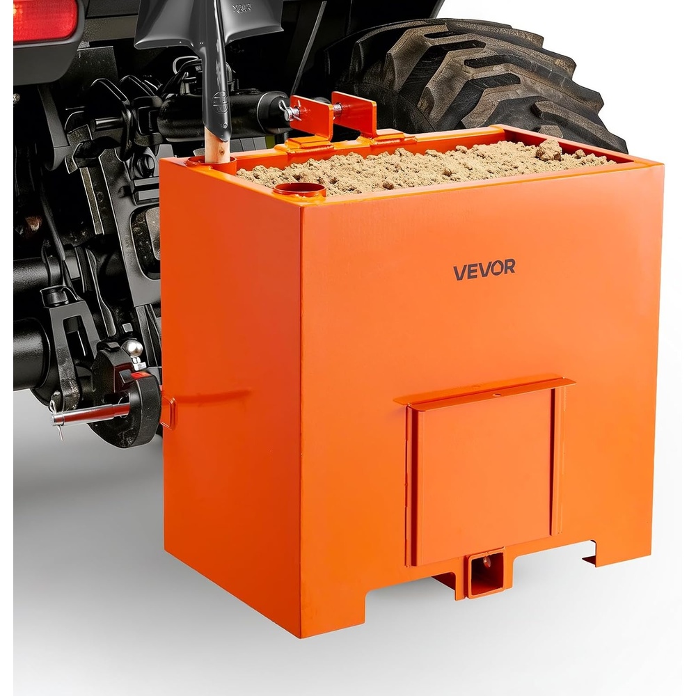 image:imageVEVOR Premium Ballast Box CorrosionProof 3Point Category 1 Tractor Ballast of 800lbs Load for 2 in Hitch Receiver HeavyDuty Thickened Steel 5ft Volume Loader Attachment with Sliding Door RedOrange