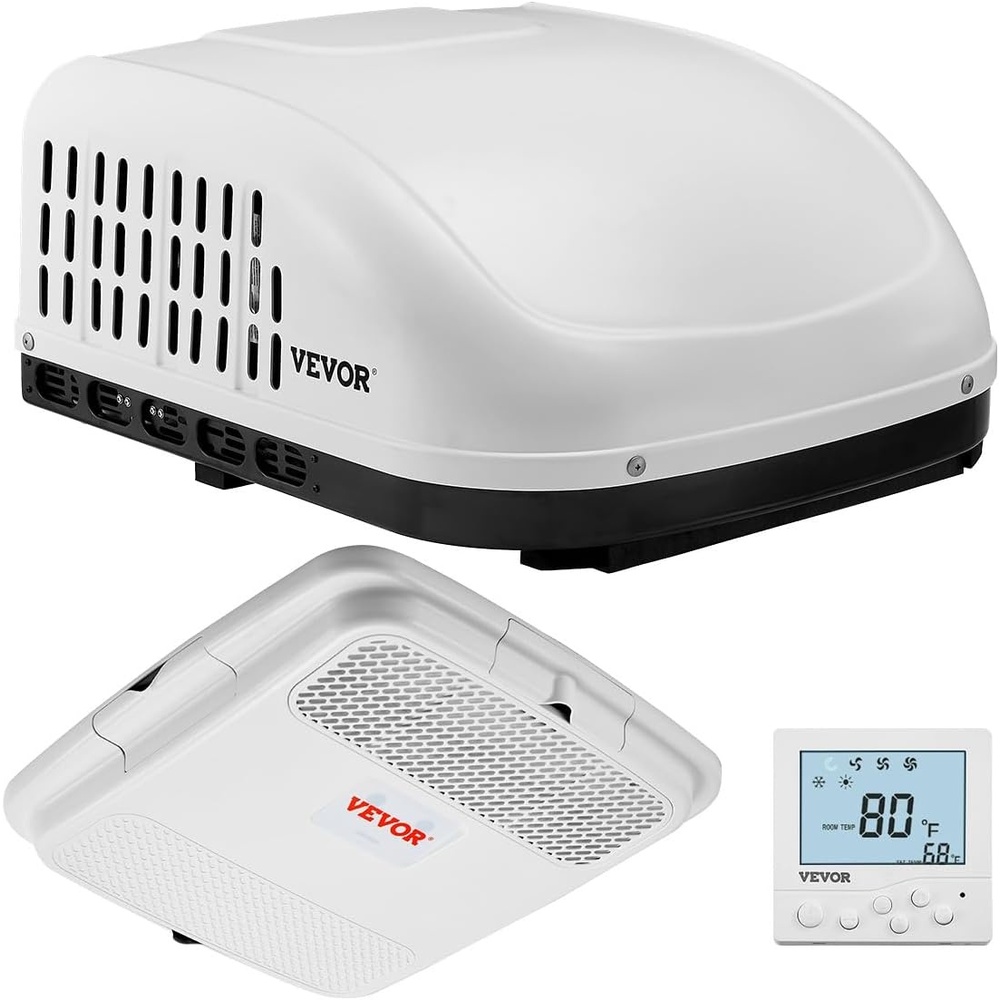 image:imageVEVOR RV Air Conditioner 13500 BTU RV AC Unit 120V Ducted Rooftop Air Conditioner with Variable Speed Compressor Easy Install Quiet Cooling AC Unit with ADB Button Control and Remote Control White13500 British Thermal Units