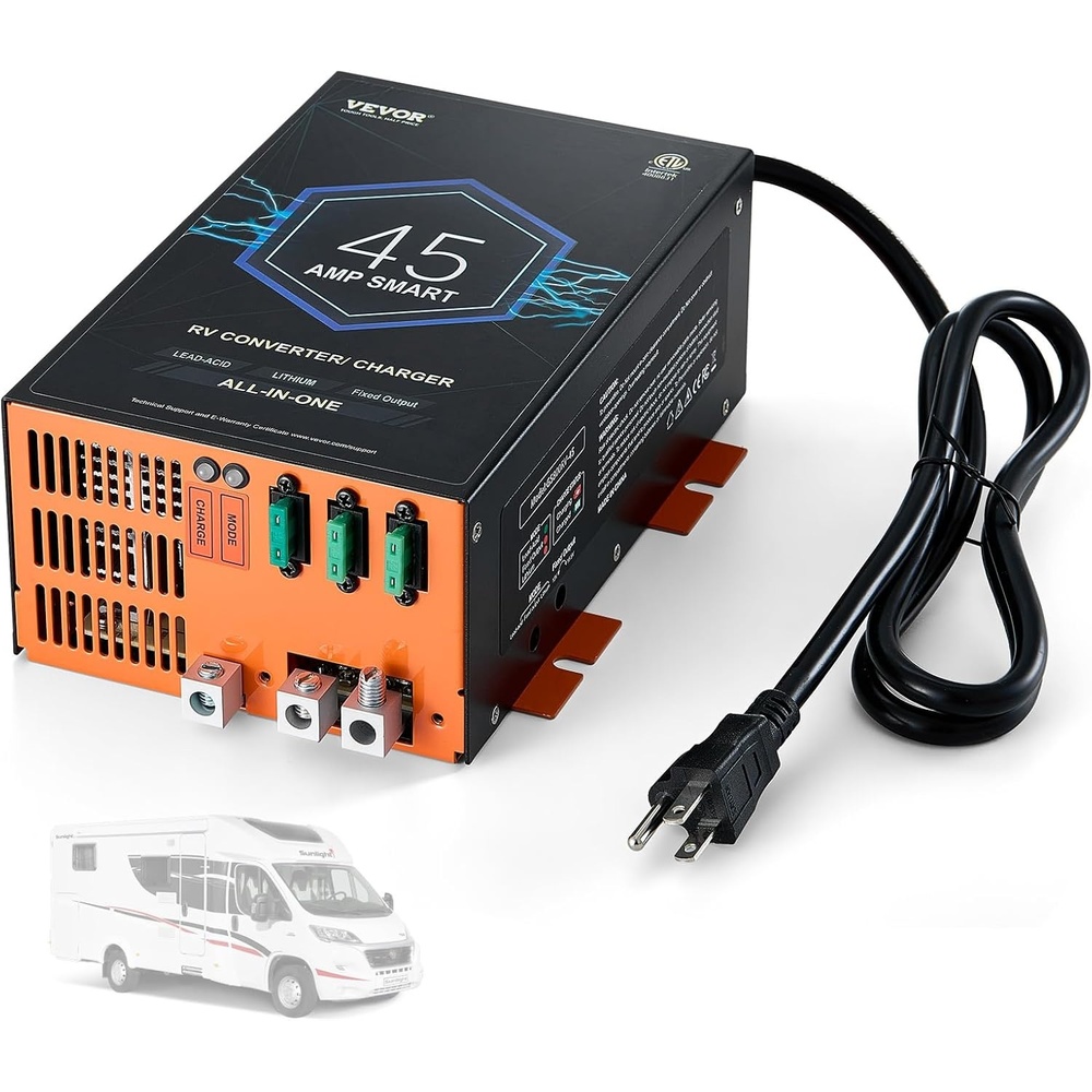 image:imageVEVOR RV Converter 45 Amp 110V AC to 12V DC RV Power Converter Battery Charger with 4 Stage Smart Charging 13V to 165V Adjustable Operating Range Compatible with Lithium Lead Acid Battery ETL45 Amp