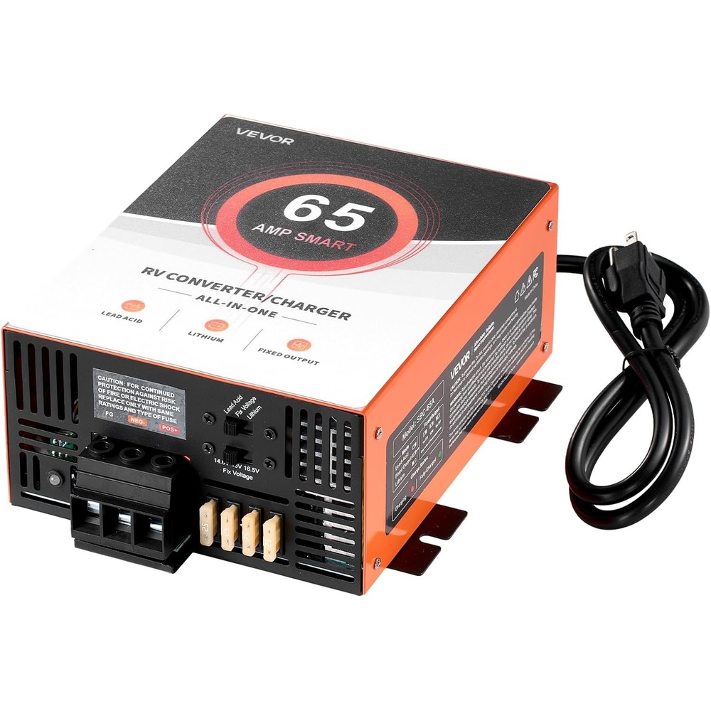 image:imageVEVOR RV Power Converter 65 Amp 110V AC to 12V DC RV Converter Battery Charger Multi Stage Smart Charging 13V to 165V Operating Range Compatible with Lithium amp Lead Acid Battery for Camper65A