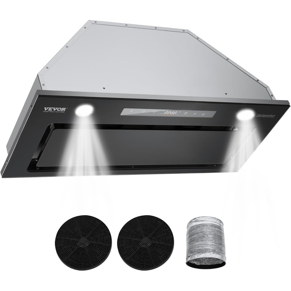 image:imageVEVOR Range Hood Insert 30 Inch Builtin Kitchen Vent Hood 800CFM Stainless Steel Stove Hood with Gesture amp Touch Control LED Light Baffle Filters 4Speed Exhaust Fan DuctedDuctless Convertible4Speed Gesture  Touch Control 30 Inch800 CFM