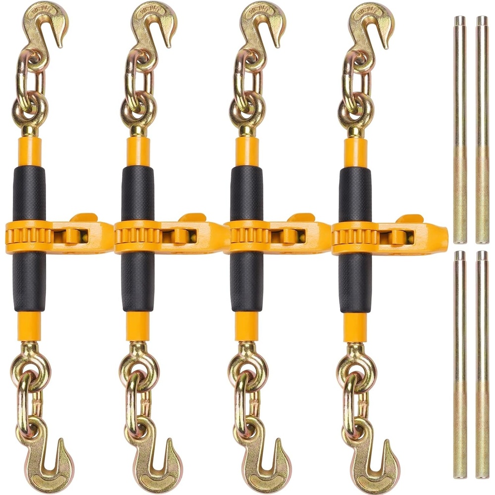 image:imageVEVOR Ratchet Chain Binder 51638 Heavy Duty Load Binders with G80 Hooks 7100 lbs Secure Load Limit Laborsaving Antiskid Handle Tie Down Hauling Chain Binders for Flatbed Truck Trailer 4 P51638