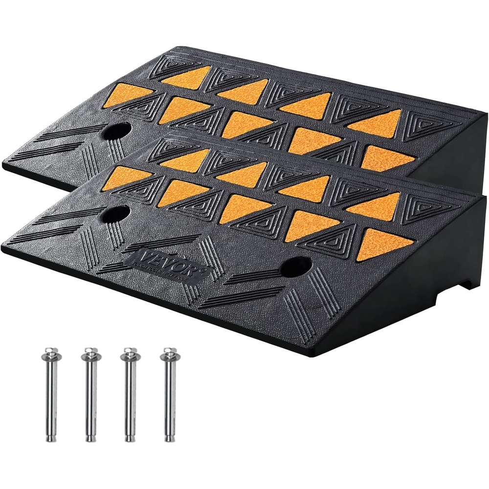 image:imageVEVOR Rubber Curb Ramp 5 Rise Height 2 Pack HeavyDuty 33069 lbs15 T Capacity Threshold Ramps Rubber Driveway Ramps for Cars Carts Dollies Motorcycle Bikes Wheelchairs43 H