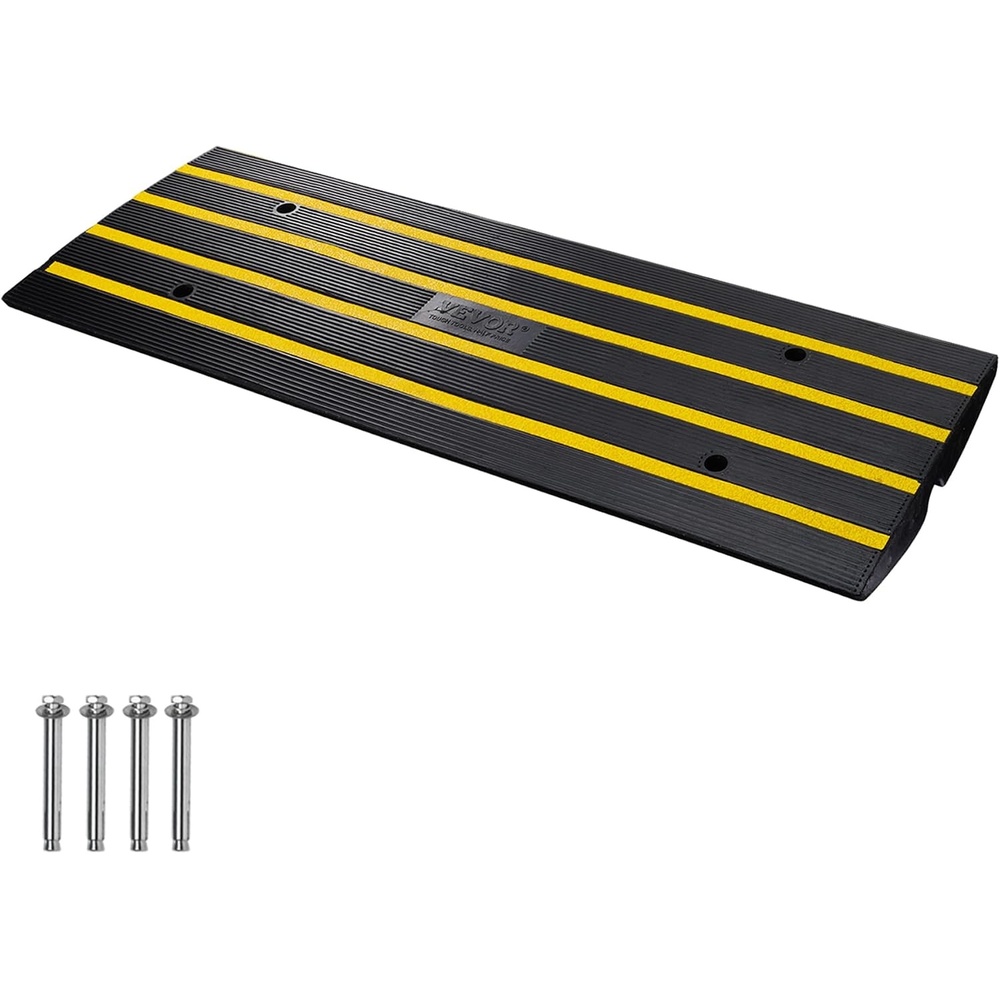 image:imageVEVOR Rubber Curb Ramp for Driveway 3 Pack 15T Heavy Duty Sidewalk Curb Ramp 48 Lx26 H Bridge Ramp for Garage for Low Cars Wheelchairs LOA 12 FT26 Rise 1Pack 1Channel