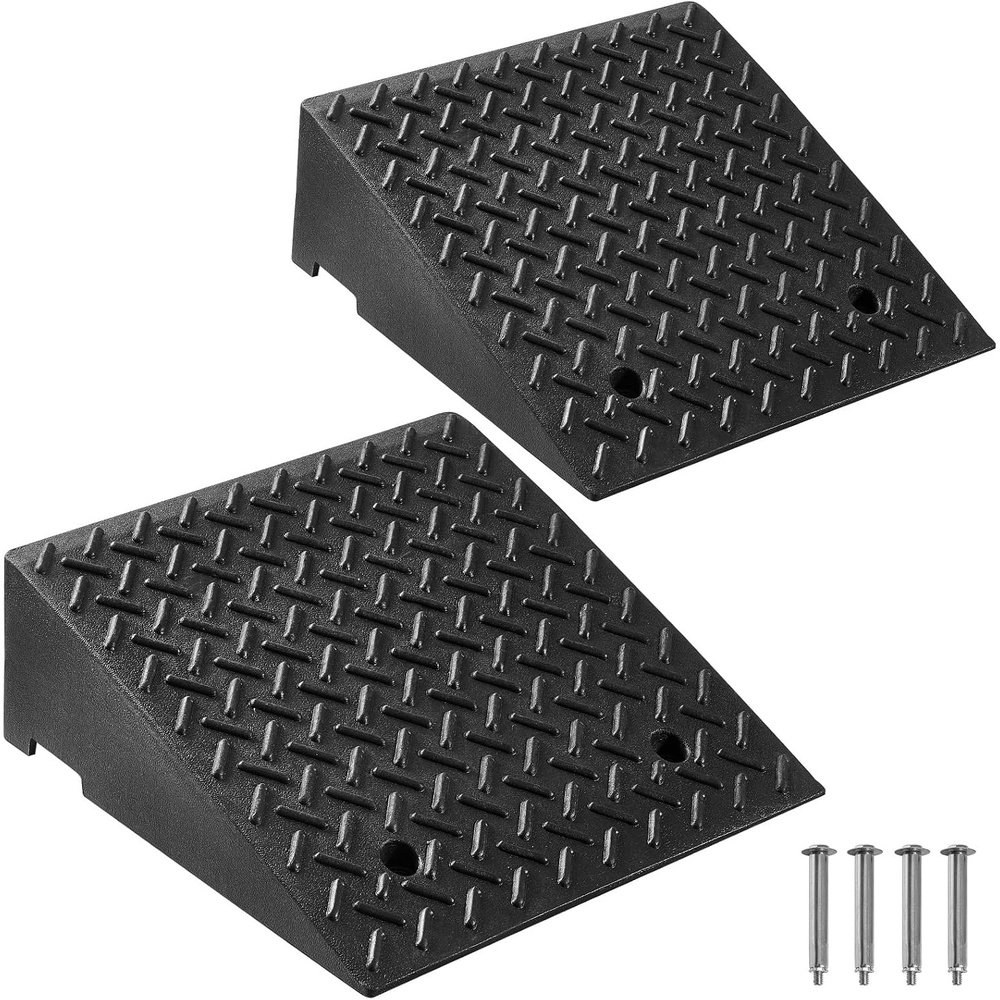 image:imageVEVOR Rubber Curb Ramps 2 Pack 7 Rise Height 193 L x 193 W Driveway Ramps with Drainage Tank 7000 lbs Load Capacity Suitable for Wheelchairs Strollers Motorcycles Cars Lawn Mowers7 Rise