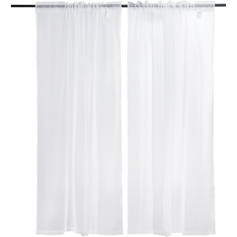 image:imageVEVOR Sheer Curtains 84 inches Long 2 Panels Set Sheer White Curtains Each 52 W x 84 L Dual Rod Pocket Installation 100 Polyester Window Drapes for Bedroom Living Room Balcony YardWhite