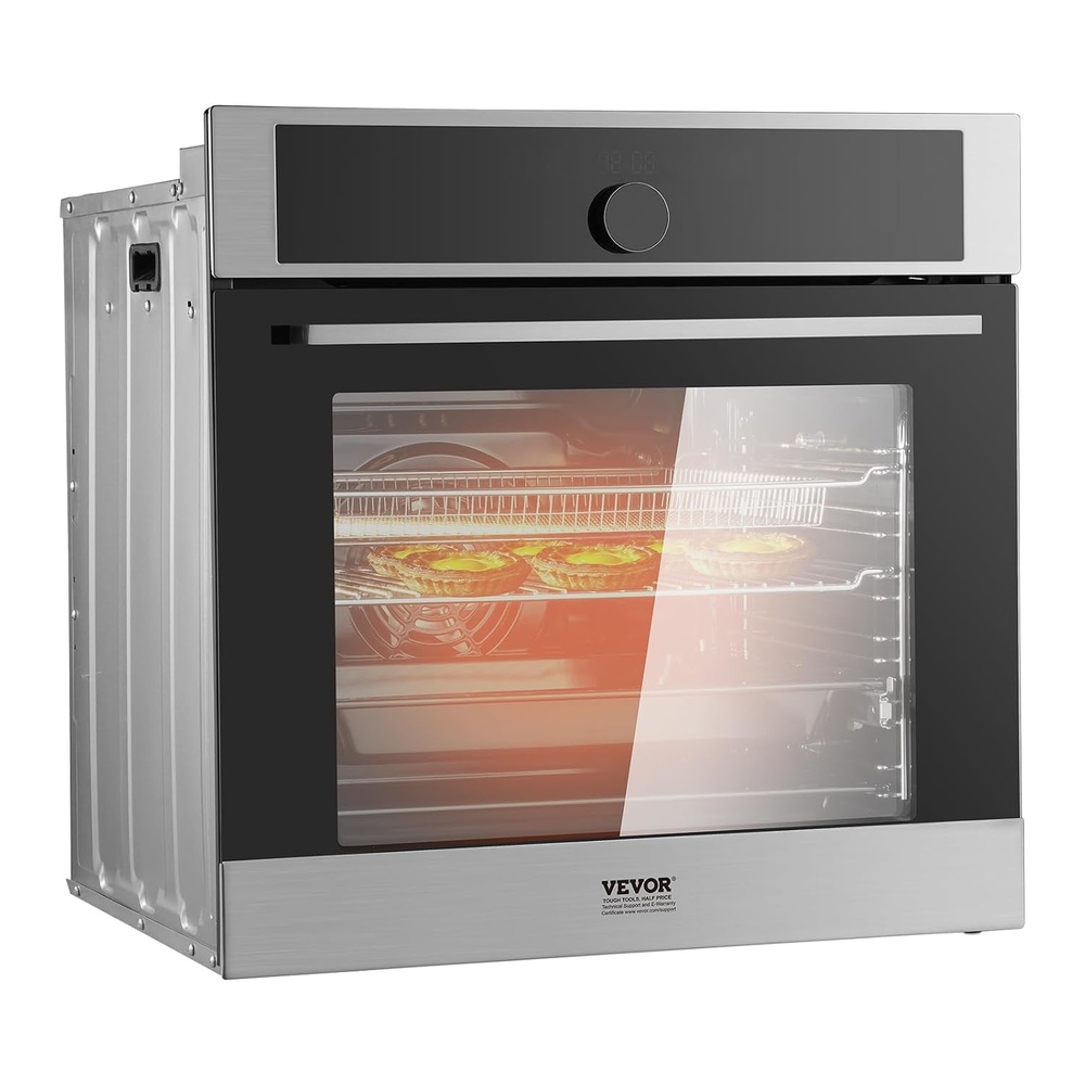 image:imageVEVOR Single Wall Oven 24 Electric Builtin Wall Oven with 16 Cooking Functions 268 CuFt Electric Wall Ovens with Timer 3150W 76L Large Capacity Ovens with Baking Rack and Tray for KitchenDigital Display