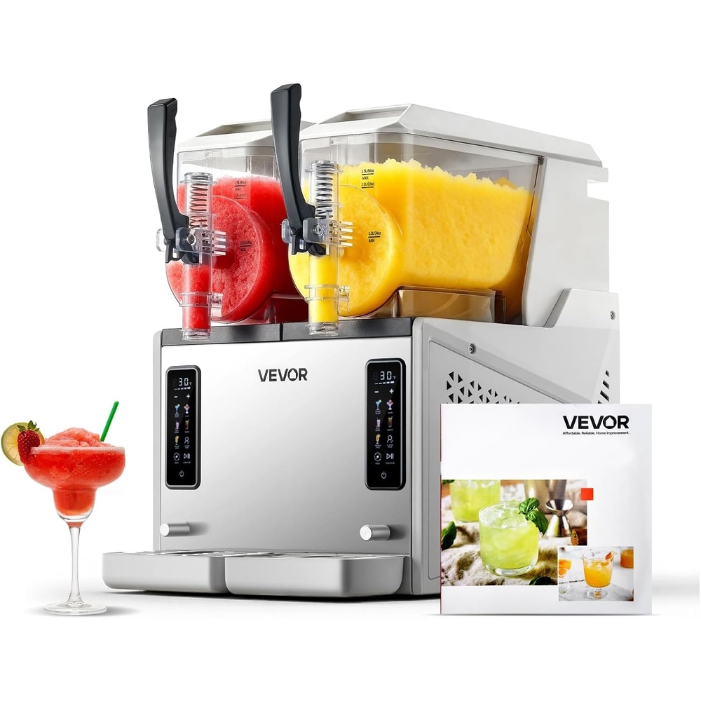 image:imageVEVOR Slushie Machine 6L16Gal x 2 Tank Commercial Slushy Maker Frozen Drink Maker with SelfCleaning Margarita Machine for Restaurants Bars Party for Slushie Margaritas Milkshake amp MoreStainless steel color beige