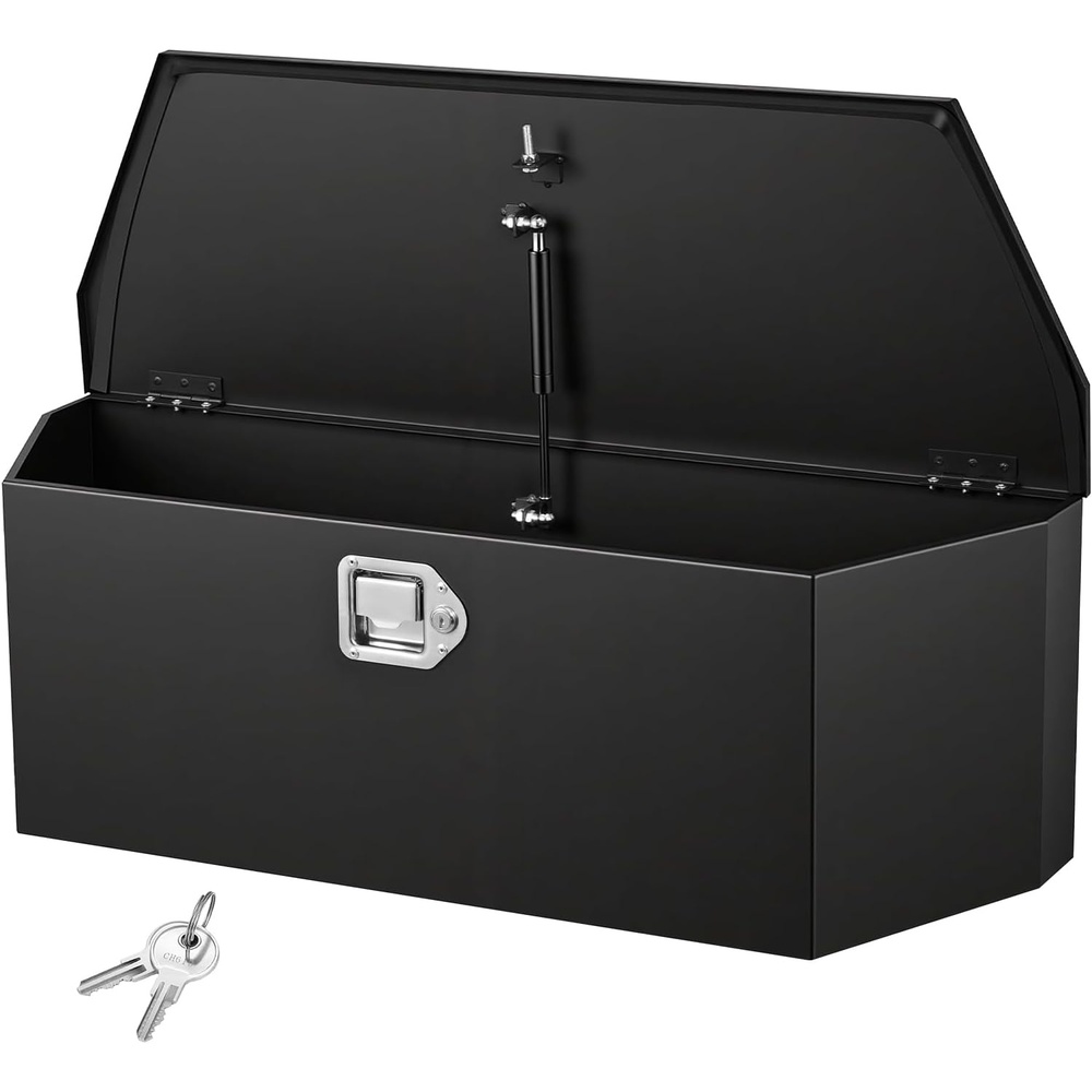 image:imageVEVOR Trailer Tongue Box Heavy Duty Trailer Tongue Tool Box Storage Organizer with Lock amp Keys Utility Tool Chest for Pickup Truck Bed RV SUV OffRoad Vehicle Aluminum 33 x 19 x 18 Black36 Black with upgraded lock