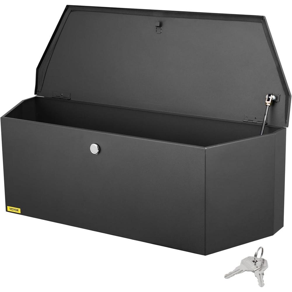 image:imageVEVOR Trailer Tongue Box Heavy Duty Trailer Tongue Tool Box Storage Organizer with Lock amp Keys Utility Tool Chest for Pickup Truck Bed RV SUV OffRoad Vehicle Aluminum 33 x 19 x 18 Black36 Black