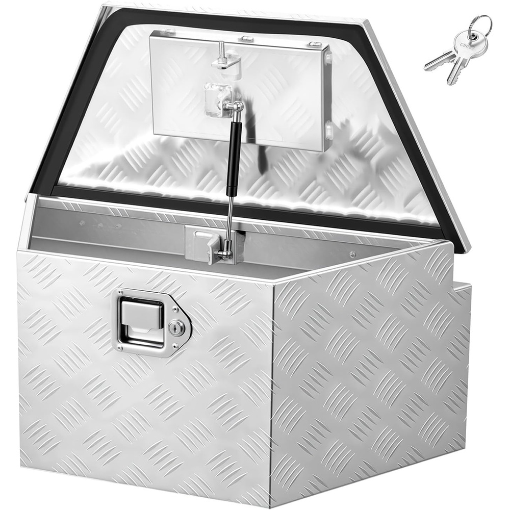 image:imageVEVOR Trailer Tongue Box Heavy Duty Trailer Tongue Tool Box Storage Organizer with Lock amp Keys Utility Tool Chest for Pickup Truck Bed RV SUV OffRoad Vehicle Aluminum 33 x 19 x 18 Black26 x 13 x 12 in