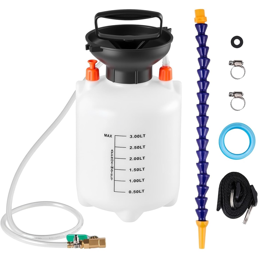 image:imageVEVOR Transmission Fluid Pump 75 L Capacity Manual Fluid Transfer Pump with 8 ATF Adapters amp 47 in Outlet Horse ATF Refill Kit Oil Extractor Dispenser with HDPE Tank for Cars Lawn Mowers3L
