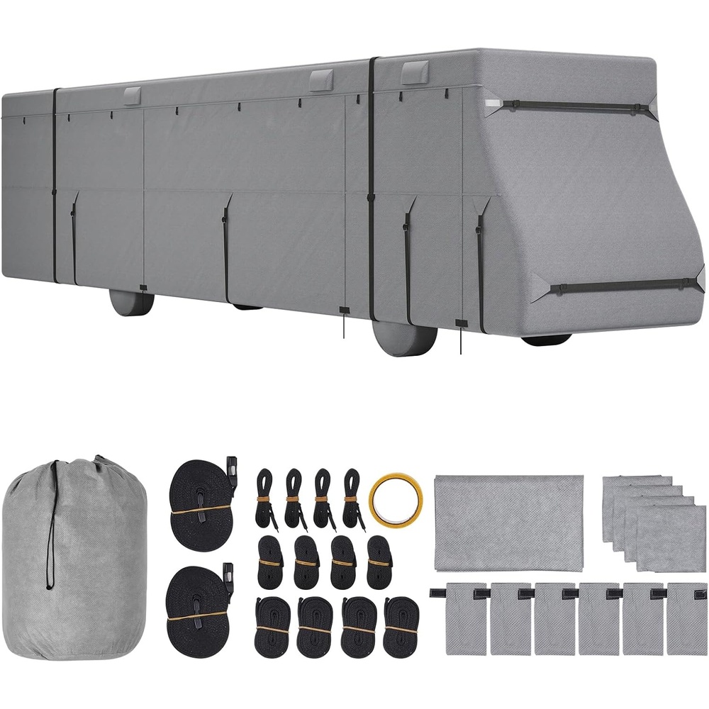 image:imageVEVOR Travel Trailer Cover 2831 ft RV Cover Top 300D Oxford Fabric Camper Cover Waterproof Windproof and RipStop Class A RV Cover with Storage Bag Repair Patches Straps and Tire Covers4043 ft