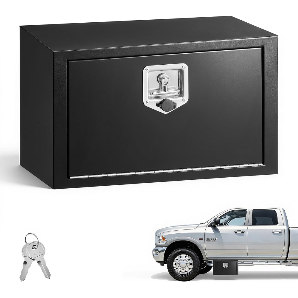image:imageVEVOR Underbody Truck Tool Box 24 x 12 x 14 Inch Heavy Duty Steel Trailer Storage Box with Lock amp Keys Waterproof Trailer Storage Organizer Under Body Chest with THandle for Truck Van SUV Black241214