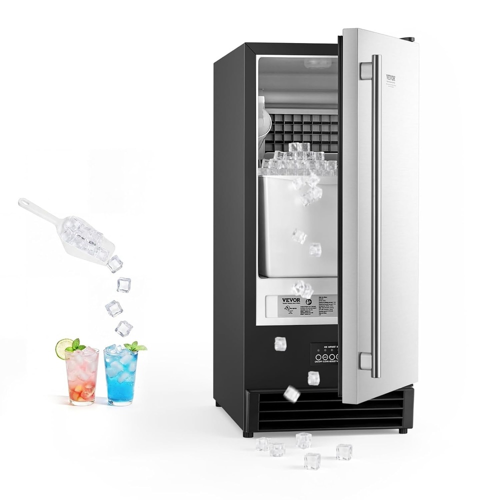 image:imageVEVOR Undercounter Builtin Ice Maker 50 LbsDay Under Counter Ice Maker Machine with Drain Pump Reversible Door Stainless Steel Freestanding Ice Maker for Commercial Home Kitchen