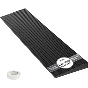 VEVOR 1.6″ Rise Cuttable Threshold Ramp for Doorways, 35.4″ Wide Natural Rubber Wheelchair Ramp, Non-Slip Solid Rubber Ramp with Double-Sided Tape for Doorways,Driveways,Bathroom,Smooth Tile(1.2‘’ Rise)