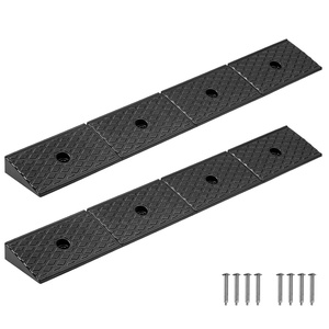 VEVOR 2 Pack Rubber Curb Ramp, 33069 lbs Load Capacity, 2 Inches Rise Height Heavy Duty Rubber Threshold Ramp with Drainage Tank for Strollers, Motorcycles, Cars, Lawn Mowers & Trailers(38.5 x 5.9 x 2 in)