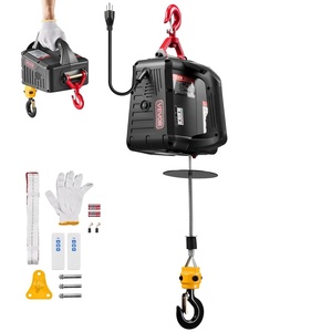 VEVOR 2-in-1 Electric Hoist Winch, 1100 lbs Capacity, 1500W Portable Power Winch Crane, 25 ft Lifting Height, 16.4 ft/min with Manual and Wireless Remote Control for Factory, Warehouss, Garage(Black)