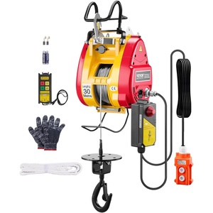 VEVOR 2-in-1 Electric Hoist Winch, 1100 lbs Capacity, 1800W Portable Power Winch, 98 ft Lifting Height, 36 ft/min with Wire and Wireless Remote Control, for Garage, Warehouse, Factory Lifting Towing(98 ft Lifting Height)